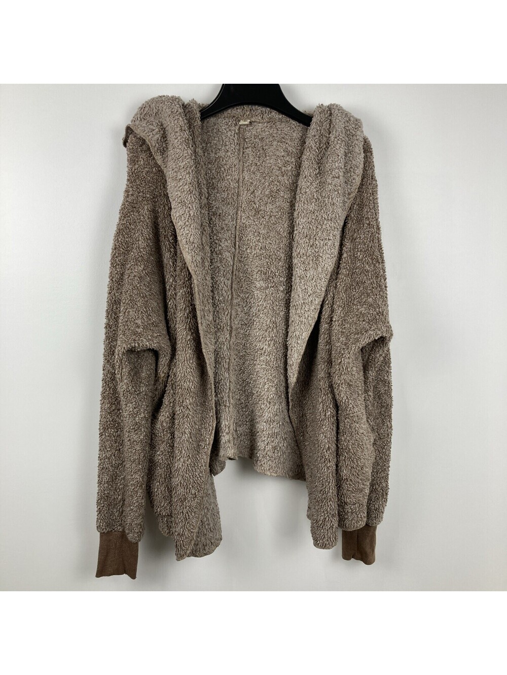 Rewash Womens Medium Brown Open Front Pockets Draped Oversize Hooded Cardigan